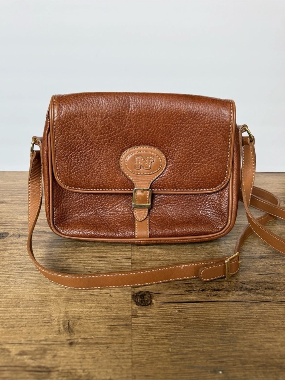 Vintage Nina Ricci Paris 80’s Brown Leather Crossbody Bag Old Money Quiet Luxury